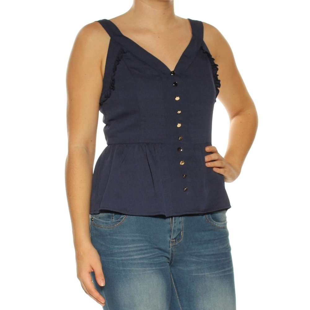 Maison Jules Sweetheart-Neck Peplum Sleeveless Blouse Top Size XXL